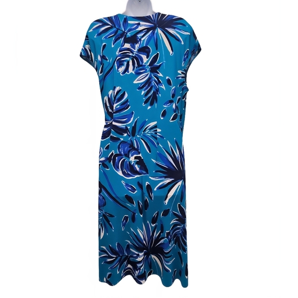Tommy Bahama Clara Blue Botanical Blitz Palm Leaf Ruched Moc Wrap Dress Beach XL - Picture 5 of 16